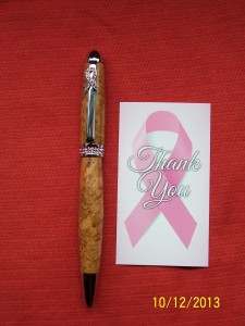 Black Cherry Burl - Chrome/Rose Breast Cancer Awareness Twist Pen